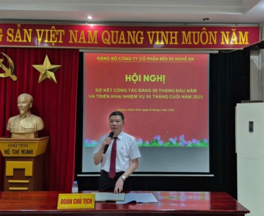 Đảng bộ Công ty Cổ phần Bến xe Nghệ An tổ chức Hội nghị sơ kết công tác Đảng 6 tháng đầu năm và triển khai nhiệm vụ 6 tháng cuối năm 2025