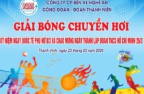 Công ty CP Bến xe Nghệ An tổ chức giải bóng chuyền hơi kỷ niệm ngày Quốc tế phụ nữ 8/3, chào mừng ngày thành lập Đoàn TNCS Hồ Chí Minh 26/3