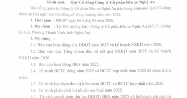 Thông báo mời tham dự Đại hội đồng cổ đông thường niên năm 2026